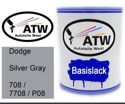 Dodge, Silver Gray, 708 / 7708 / P08: 1L Lackdose, von ATW Autoteile West.
